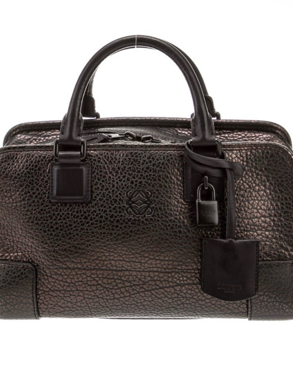 Loewe Amazona Metallic Black Pebbled Leather Bag